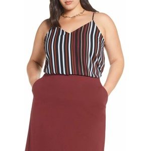Halogen Striped V-Neck Camisole, Tank Top, Cami 3X